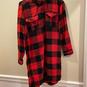 Girls red and black plaid flannel dress